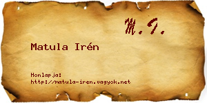 Matula Irén névjegykártya